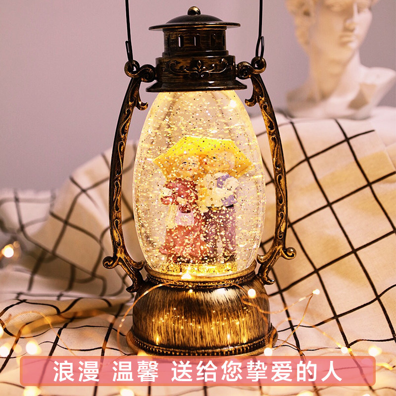 飘雪水晶球结婚礼物送闺蜜纪念日礼品新婚装饰摆件水晶许愿灯女生