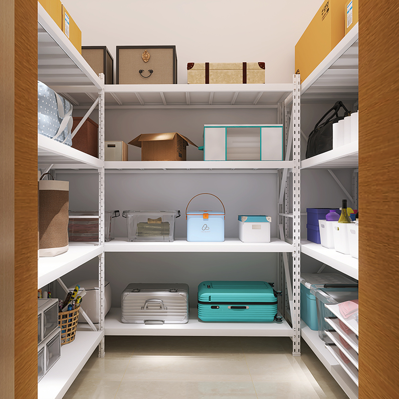 新型白色储物间地下室置物架家用落地阳台仓储仓库储藏间展示货架