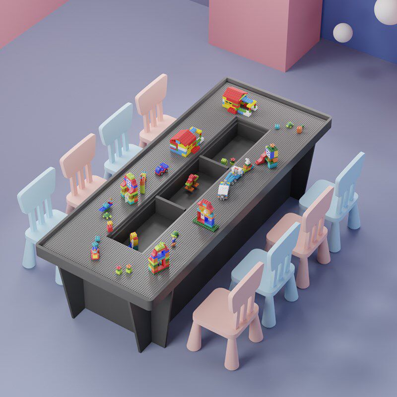 实木儿童大尺寸多功能积木桌子大尺寸大号拼装益智玩具桌大颗粒