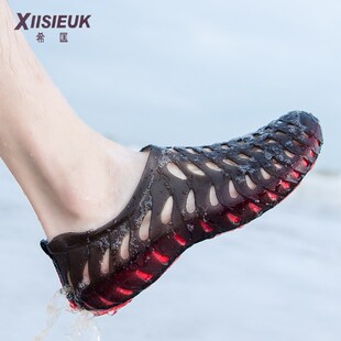 男款凉鞋子雨天可泡水下水防撞游玩鞋外穿无磨脚洞洞塑胶鞋女拖鞋