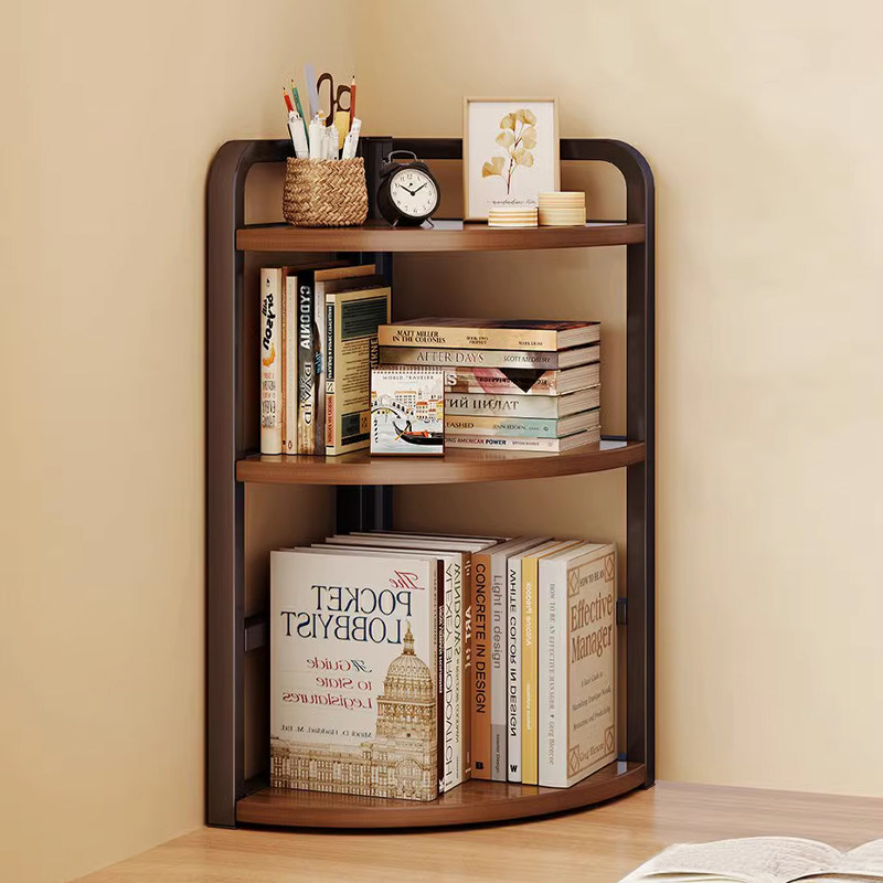 办公桌置物架桌面收纳简易工位书桌上转角小书架办公室靠墙三角柜