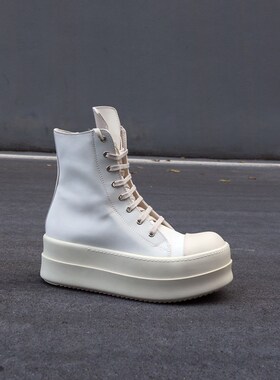 23S新款高帮白色靴R厚底松糕鞋O时尚男女增高五芒星潮男鞋靴子7CM