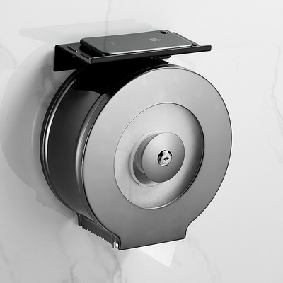 免打孔不锈钢大卷纸盒壁r挂酒店大盘纸架厕纸卫生间纸筒厕所纸巾