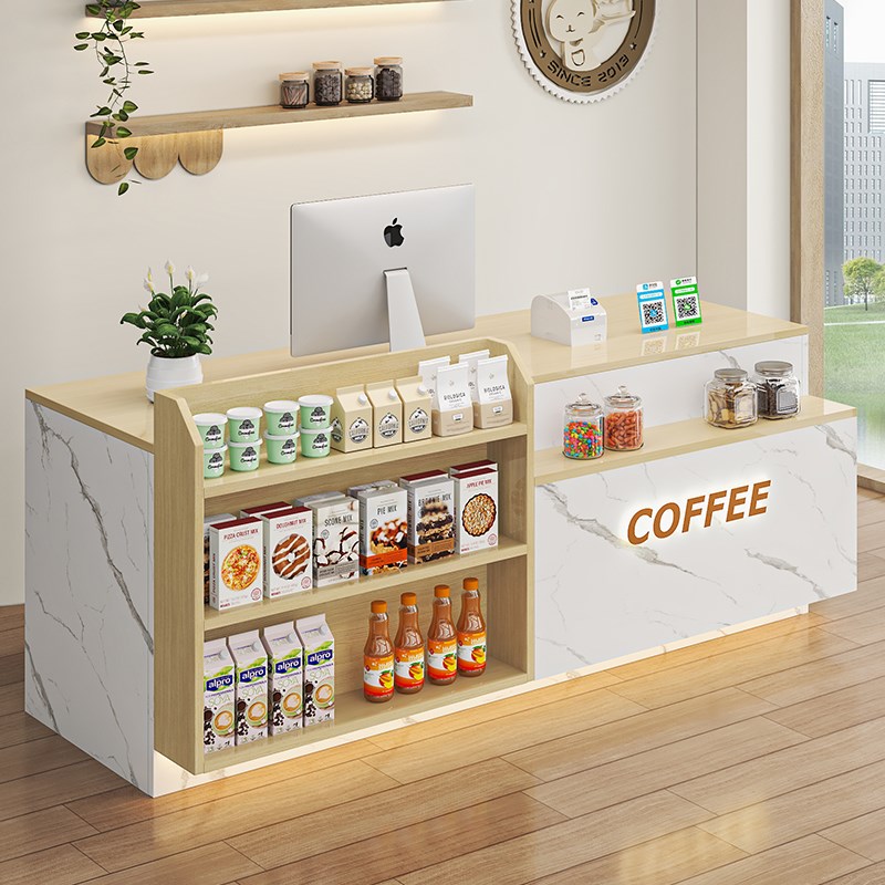 吧台超市收银台店铺小型柜台便利店吧台桌展示架奶茶店前台接待台