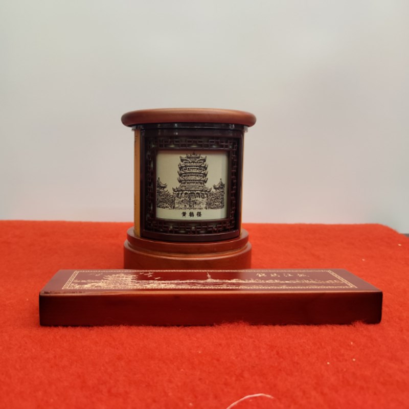 黄鹤楼套装笔筒定制会议商务礼品实用办公室摆件纸镇定制图案礼品