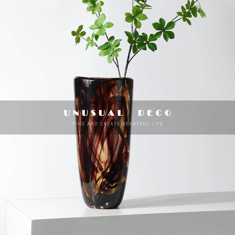 UNUSUAL DECO现代轻奢样板间花瓶饰品棕色渲染创意花器软装摆件