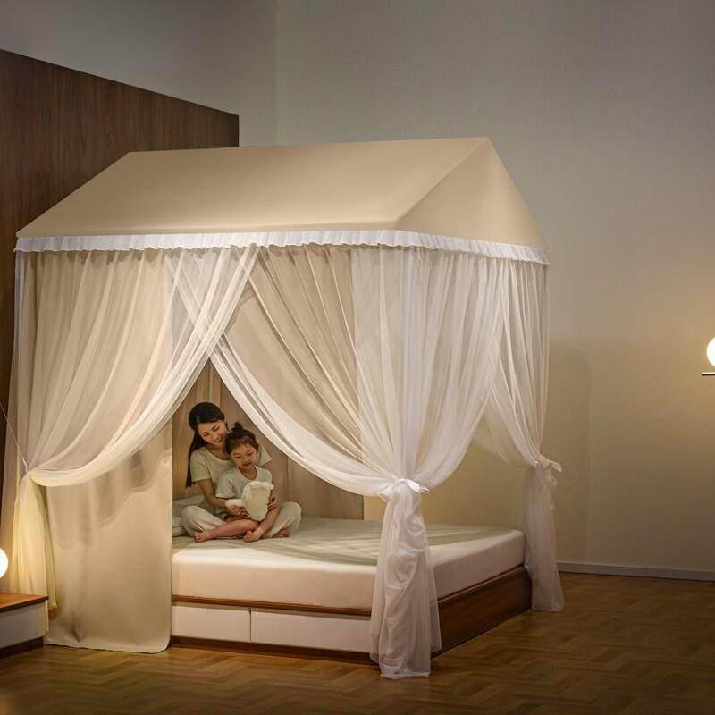 2024新款落地宫廷蚊帐双层纱公主风三门防尘顶遮光床幔家用卧室,床上用品,蚊帐,淘宝优惠券,粉丝福利购,淘宝优惠卷