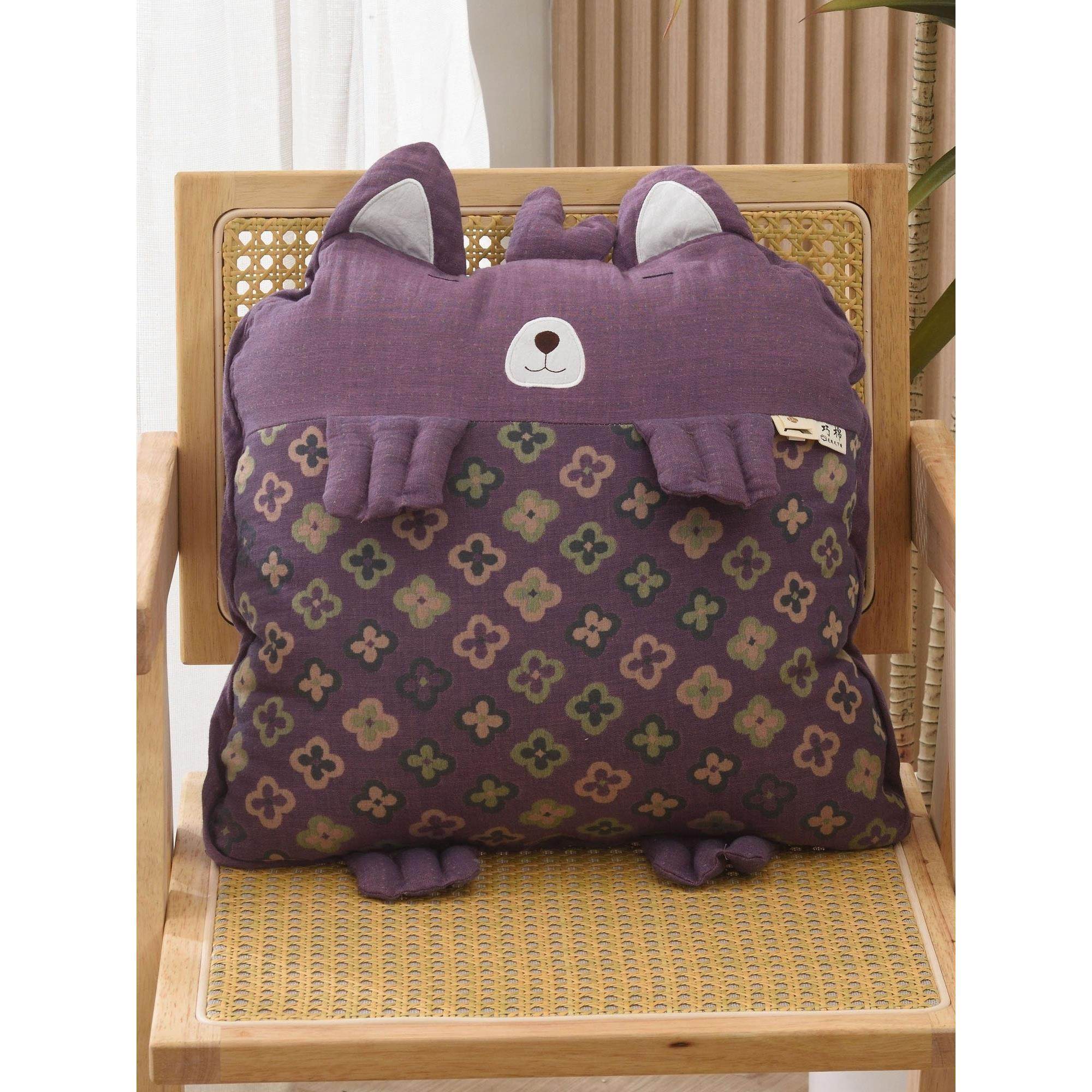 怪怪熊双层纱A类色织提花抱枕被携带方便折叠午睡枕头毯子沙发靠,居家布艺,抱枕被,淘宝优惠券,粉丝福利购,淘宝优惠卷