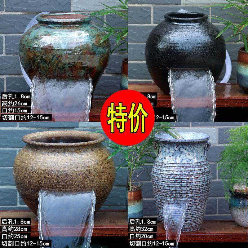 流水摆件瀑布生态养鱼循环覆古陶瓷花园造景庭院景观过滤冲氧陶罐,家居饰品,流水摆件,淘宝优惠券,粉丝福利购,淘宝优惠卷