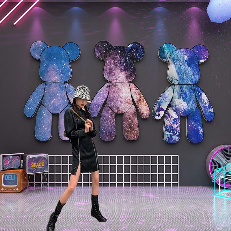 暴力熊墙贴网红公仔拍照区布置打卡酒吧装饰场景布置背景摆件互动