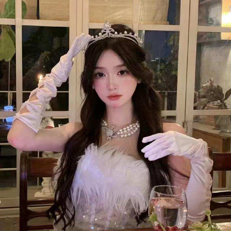 法式重工轻奢公主生日皇冠女王冠新娘蝴蝶结发箍仙女头饰拍照发饰