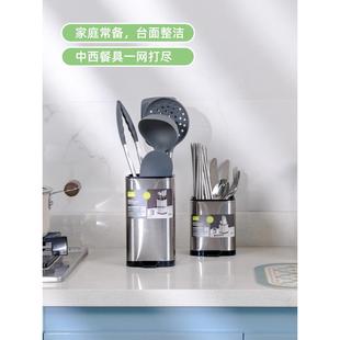 不锈钢锅铲置物架台面厨房筷子勺子收纳架托沥水筷子筒厨具收纳盒