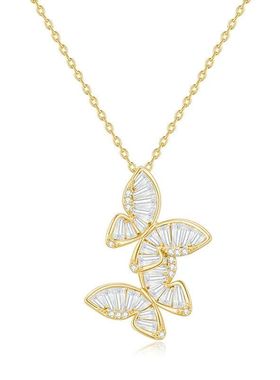 双生蝴蝶项链女高级感轻奢小众精致时尚优雅华丽百搭吊坠锁骨链