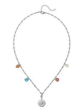 简约彩色吊坠项链女高级感轻奢小众精致百搭时尚气质个性锁骨链