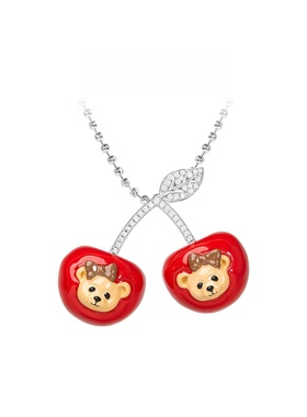 叛逆千金风樱桃咖啡熊项链女可爱甜美气质时尚精致轻奢百搭毛衣链