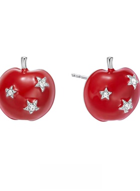 圣诞夜的苹果星星耳钉耳夹可爱时尚轻奢百搭精致耳饰甜美精致设计