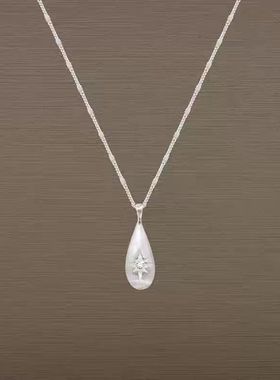 拉丝白玛瑙星芒双层项链女款百搭锁骨轻奢气质精致时尚毛衣链新款