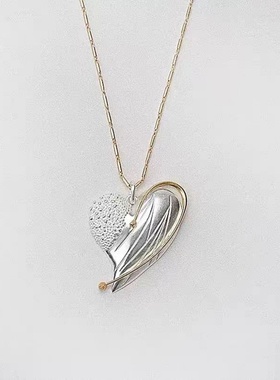 爱心形吊坠金银拼色小众原创设计时髦长项链多戴法轻奢爱心项链