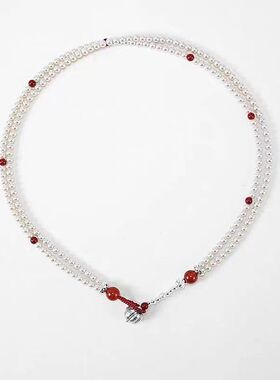 缤银色项链高级感轻奢精致项坠大气高档红色灵动简约吸晴配饰女