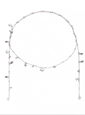 多层珍珠贝壳星星项链女时尚百搭银色个性轻奢高级感气质精致细链