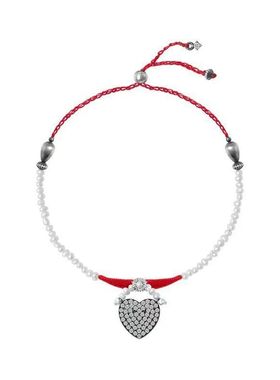 复古爱心吊坠红丝绒蜡线黑色满钻珍珠项链女法式复古小众手链设计