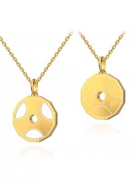 金银色哑光圆形吊坠项链可调节细链百搭个性小众设计感男女通用