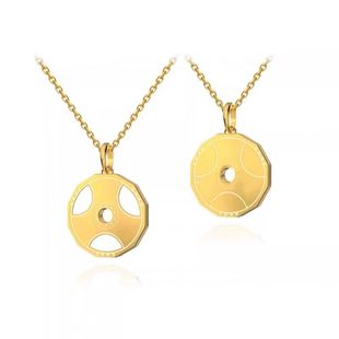 金银色哑光圆形吊坠项链可调节细链百搭个性小众设计感男女通用