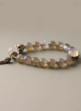 月落星沉白色水晶手链中国风高级感小众设计气质百搭手饰品女款