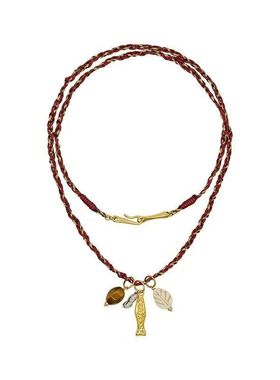 原创设计长款编绳大鱼叶片项链女双层高级感气质时尚手工毛衣链