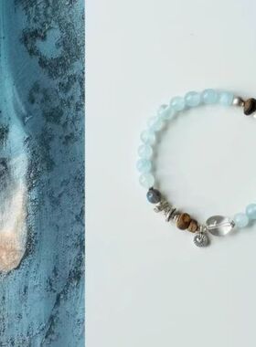 稳定情绪海蓝色好运手串简约时尚精致低调日常穿衣日常通勤百搭