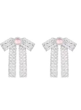 芭蕾系列摇晃丝带蝴蝶结烧白色耳环女款精致气质甜美轻奢高级感