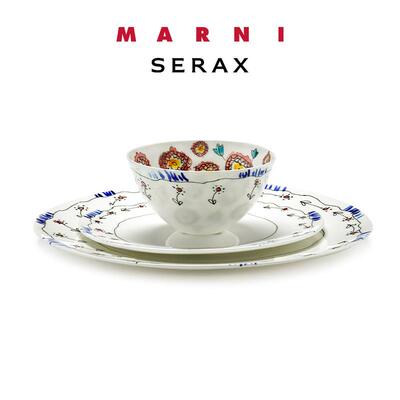 比利时Serax Marni联名 银莲花骨瓷餐盘陶瓷碗盘子餐具套装西餐盘