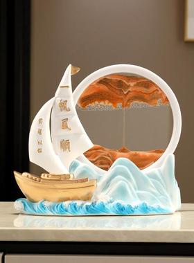 一帆风顺航海饰品无障碍豪华高端家居客厅电视酒柜书桌装饰沙漏流