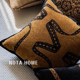 中古风抱枕套棕色方形抱枕客厅沙发靠枕酒店高级软装靠垫车载腰枕