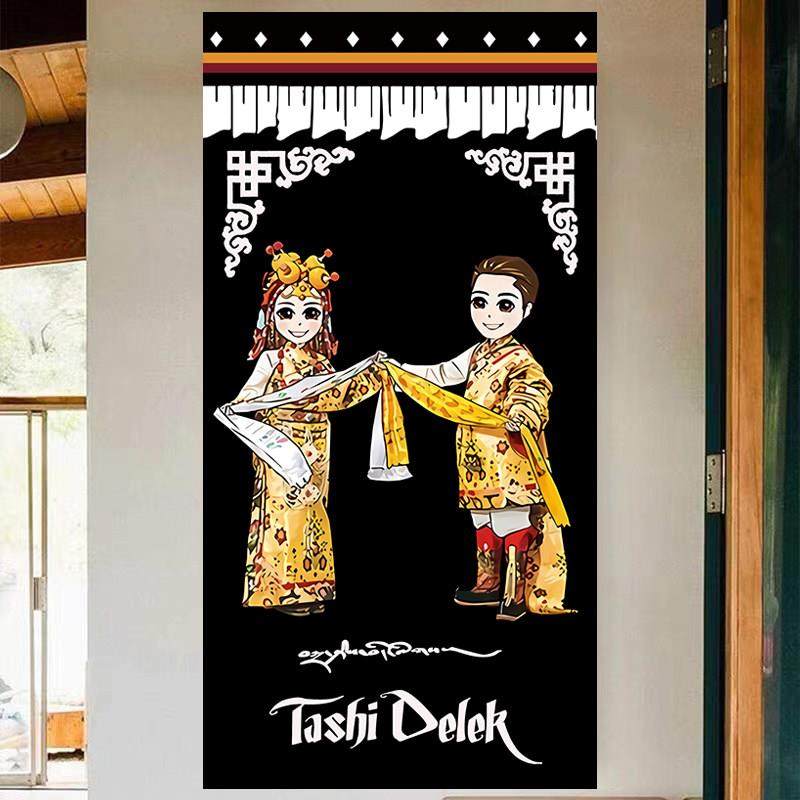 定制藏式布艺门帘吉祥八宝客厅卧室房间隔断帘背景布免打孔安装,居家布艺,门帘,淘宝优惠券,粉丝福利购,淘宝优惠卷