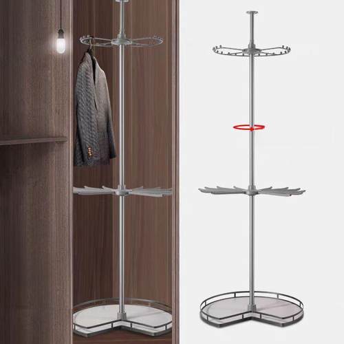 旋转衣架360度多功能衣帽间转角储物三层衣架挂衣架挂衣裤架衣柜