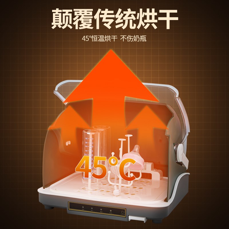宝宝奶瓶收纳箱盒带盖防尘餐具紫外线沥水烘干架二合一消毒柜婴儿