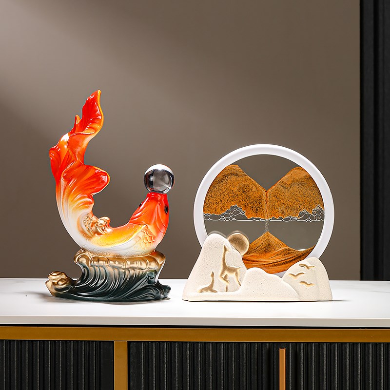 招财鹿创意3d立体流沙画摆件高级感客厅新中式客厅玄关装饰品图片