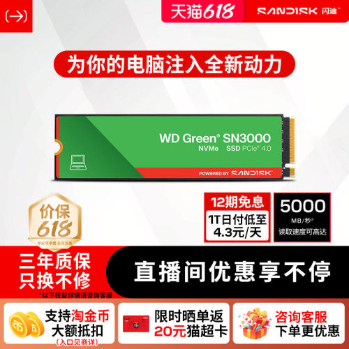 闪迪sn3000固态硬盘1tb笔记本