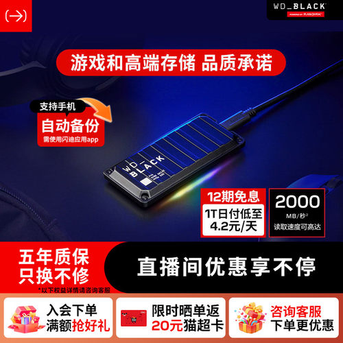 闪迪WD西部数据移动固态硬盘P40