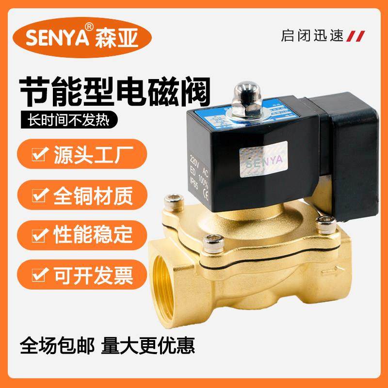 节能全铜防水电磁阀水阀2W常闭长期通电不发热220V气阀4分6分1寸
