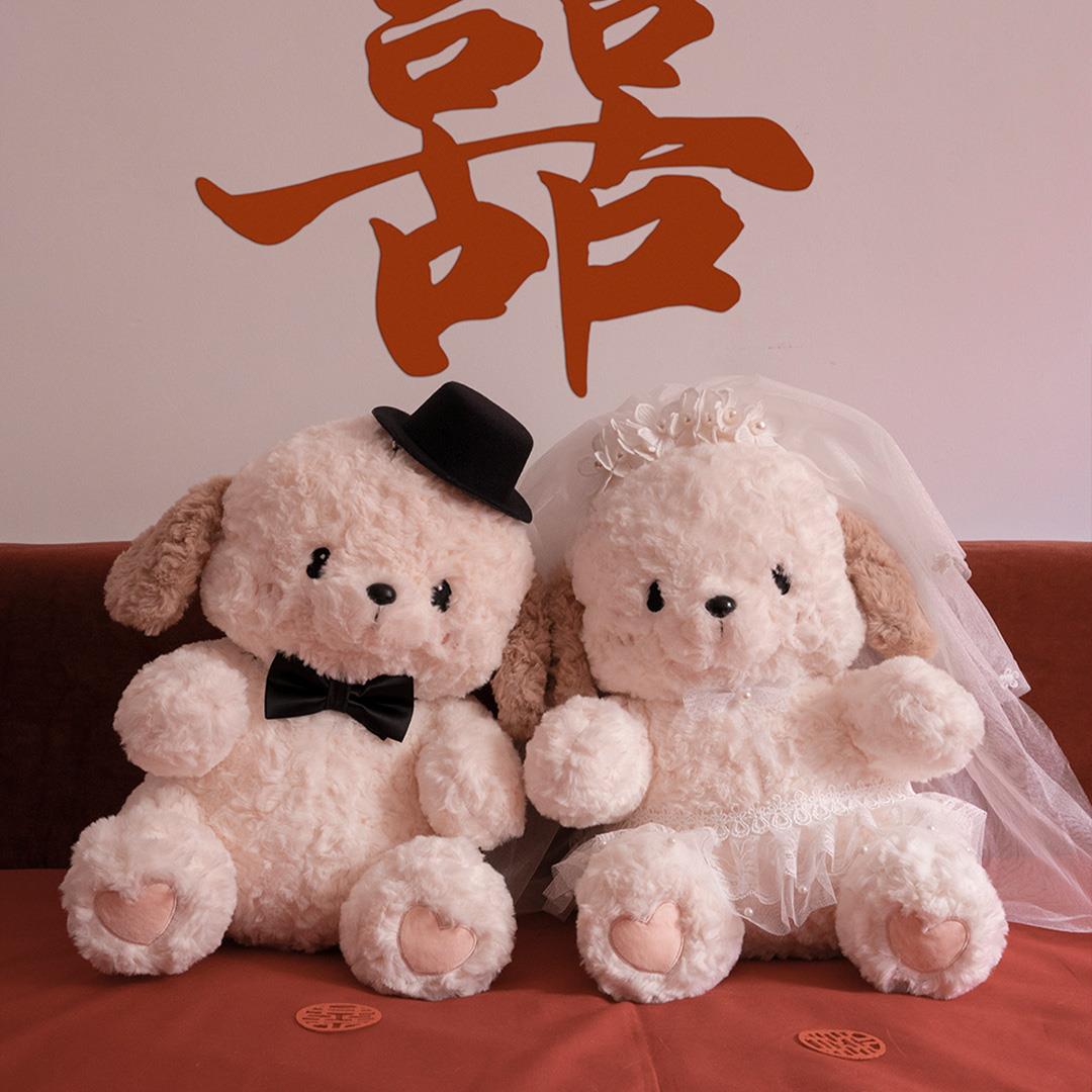 薇妮婚品压床娃娃一对结婚新款高档喜娃公仔新婚礼物小狗玩偶抱枕