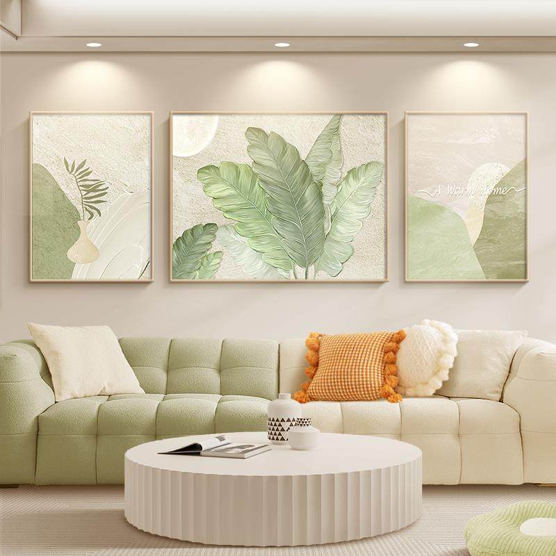 现代简约家大业大沙发背景墙客厅装饰画奶油风北欧绿植三联画挂画,家居饰品,现代装饰画,淘宝优惠券,粉丝福利购,淘宝优惠卷