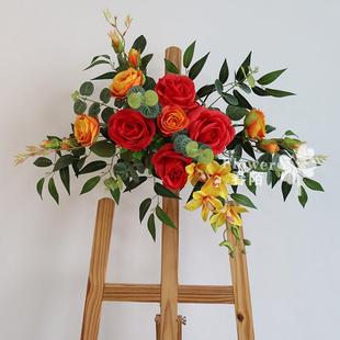 仿真门头花假花迎宾牌花开业婚礼庆典水牌花kt板花指示牌花艺挂花