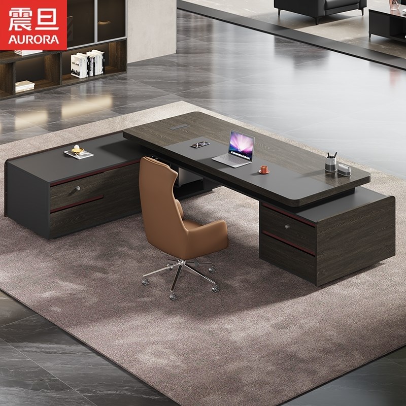 震旦大气双柜老板桌椅组合简约现代总裁室办公家具领导