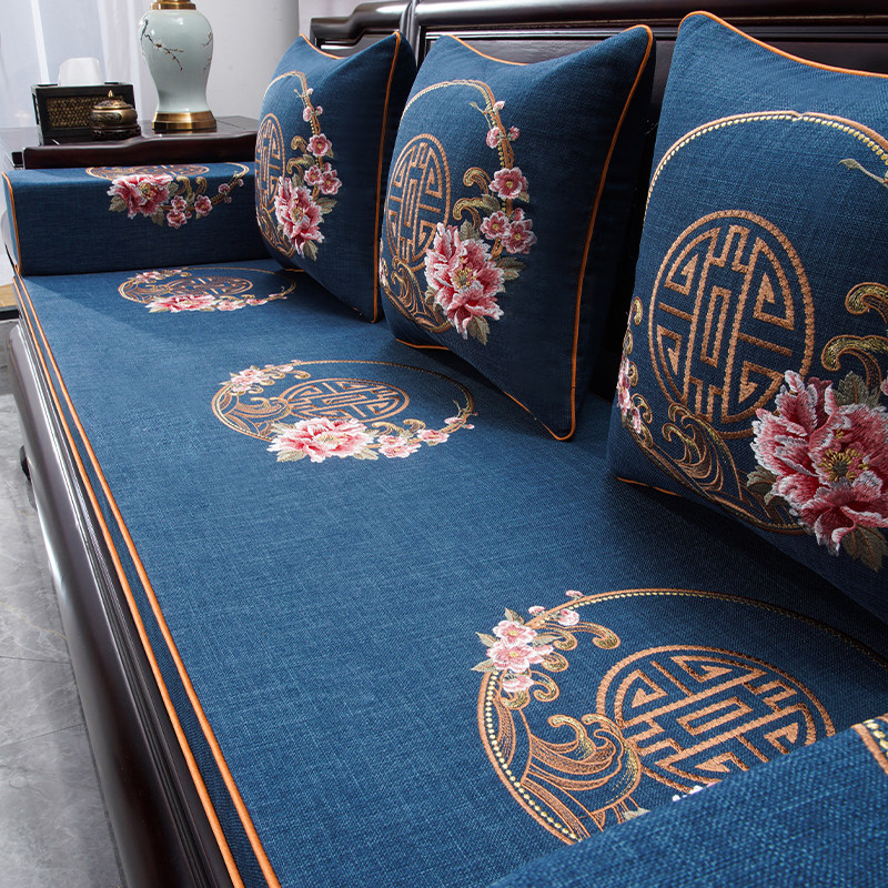 中式红木沙发坐垫防滑海绵加厚实木沙发垫罗汉床套罩家俱高端定制