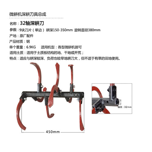 深耕刀2个旋耕开荒旱地刀微耕机配件农机农机具旋耕机刀片深耕锄