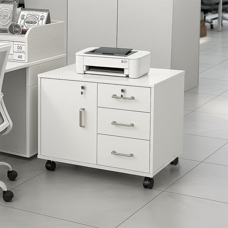 工位文件柜办公桌侧边置物柜桌下收纳储物柜带锁抽屉打印机置物架