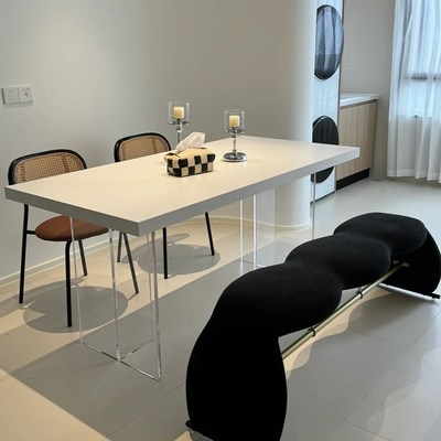 亚克力岩板餐桌长方形桌子客厅家用桌现代简约小户型餐桌悬浮餐桌