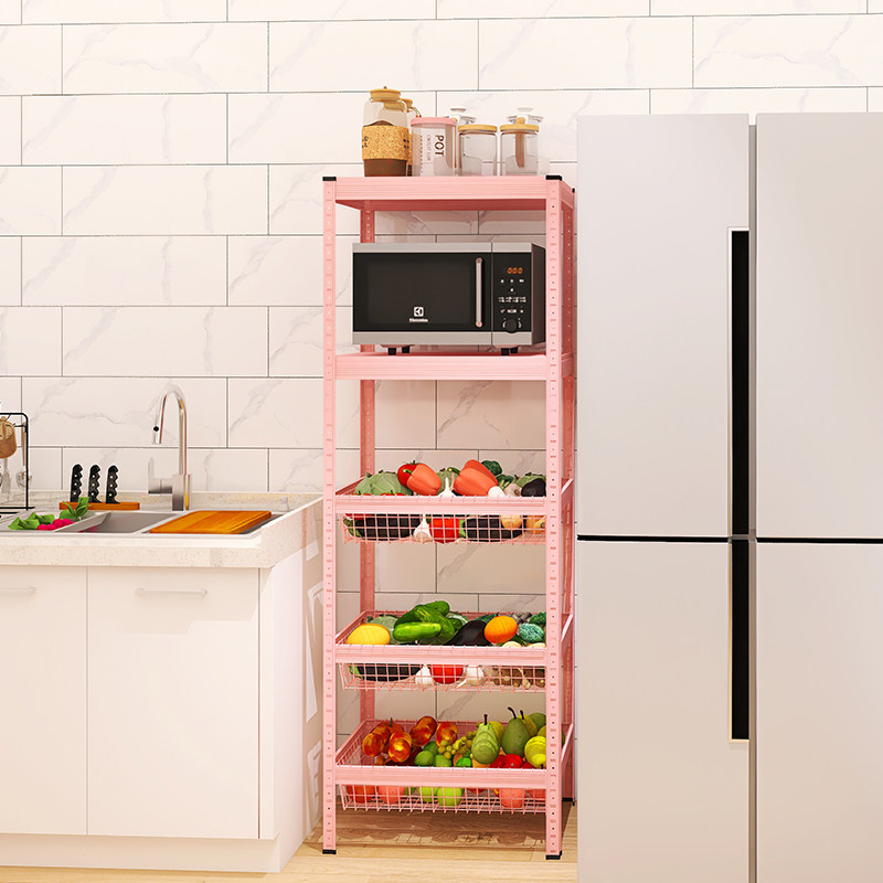 粉色厨房菜篮子置物架落地式微波炉烤箱水果蔬菜收纳筐放菜架子a1,厨房/烹饪用具,厨房置物架/置物柜/角架,淘宝优惠券,粉丝福利购,淘宝优惠卷